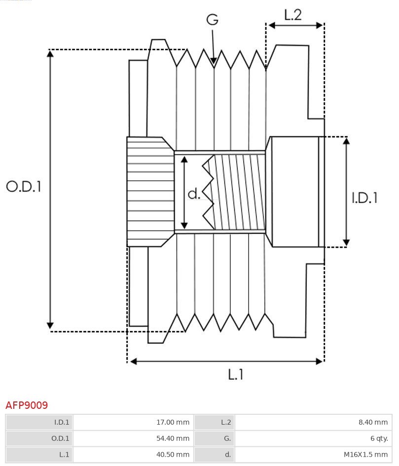 Alternator Freewheel Clutch AS-PL AFP9009 4