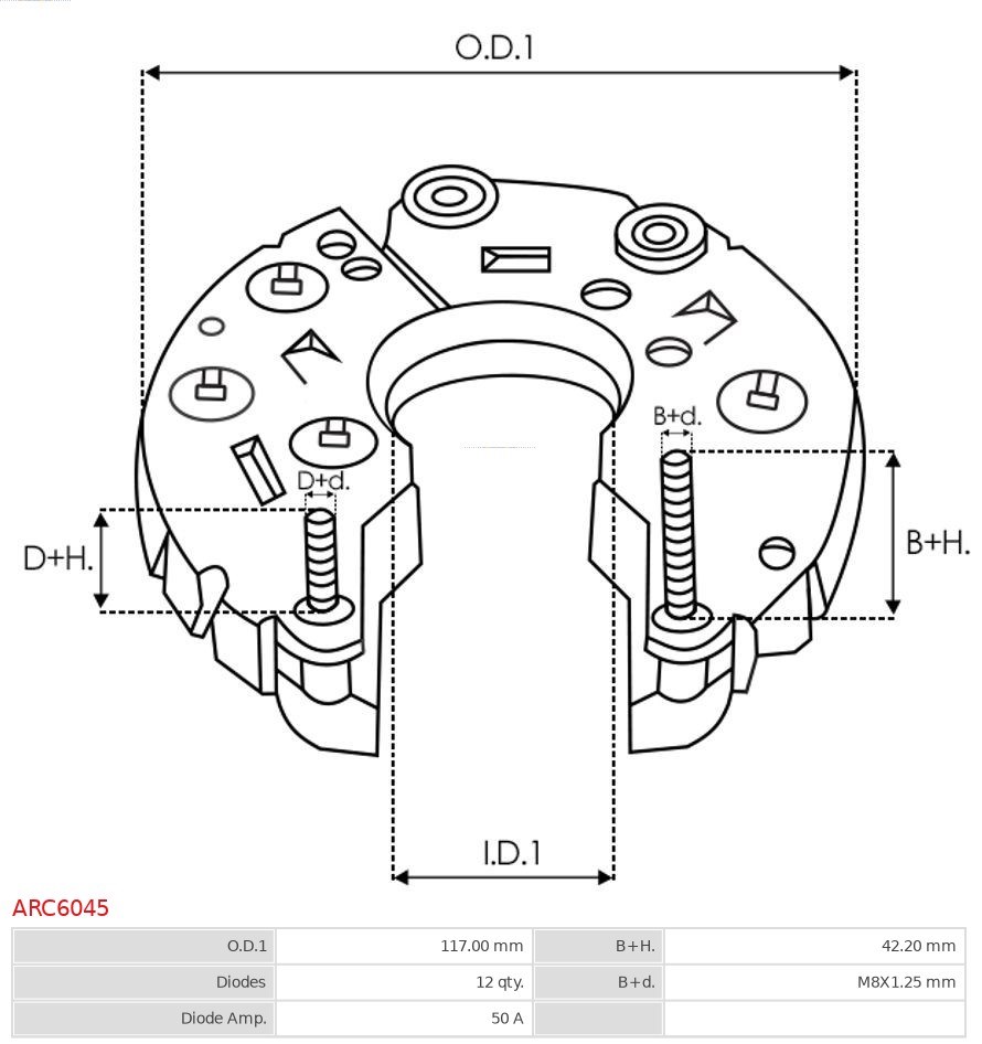 Rectifier, alternator AS-PL ARC6045 3