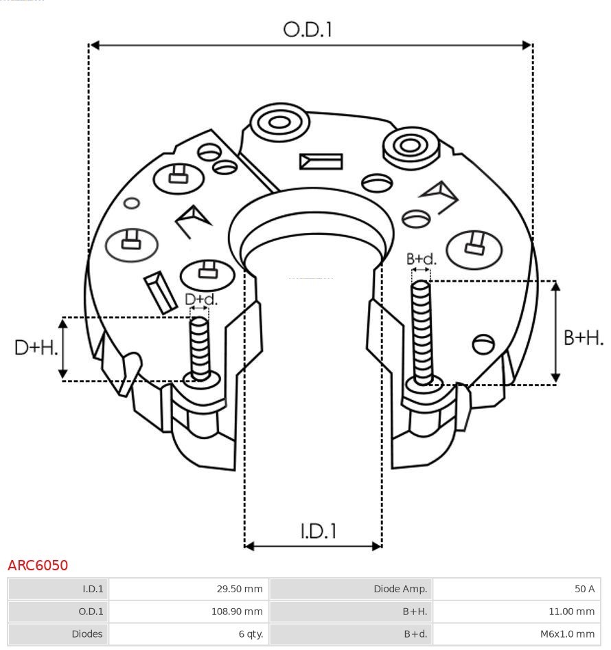 Rectifier, alternator AS-PL ARC6050 3