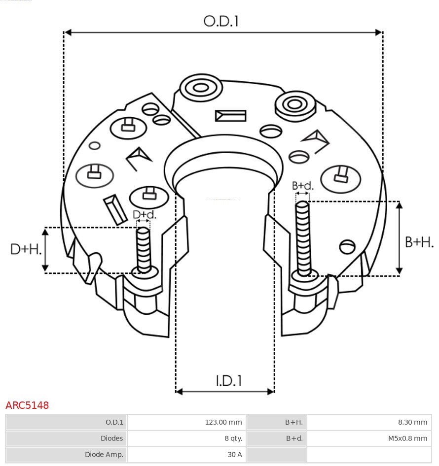 Rectifier, alternator AS-PL ARC5148 3