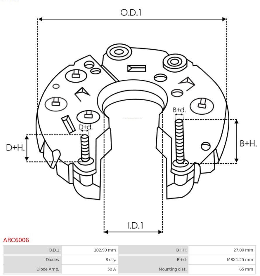 Rectifier, alternator AS-PL ARC6006 3