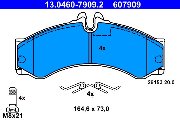 Brake Pad Set, disc brake ATE 13.0460-7909.2