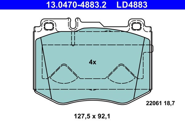 Brake Pad Set, disc brake ATE 13.0470-4883.2