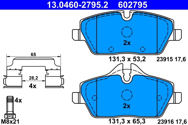 Brake Pad Set, disc brake ATE 13.0460-2795.2