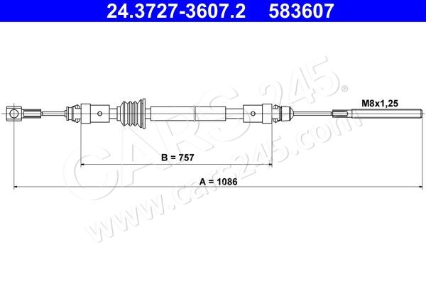 Cable Pull, parking brake ATE 24.3727-3607.2 2