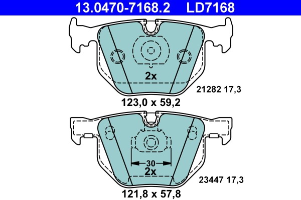 Brake Pad Set, disc brake ATE 13.0470-7168.2