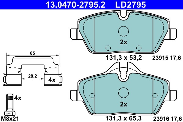 Brake Pad Set, disc brake ATE 13.0470-2795.2