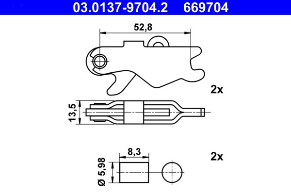 Accessory Kit, parking brake shoes ATE 03.0137-9704.2