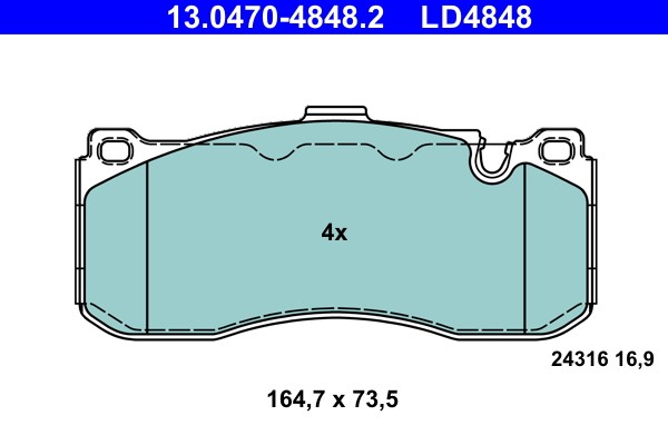 Brake Pad Set, disc brake ATE 13.0470-4848.2