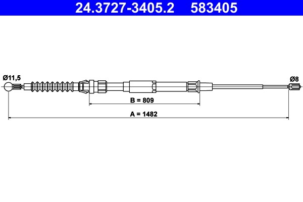 Cable Pull, parking brake ATE 24.3727-3405.2