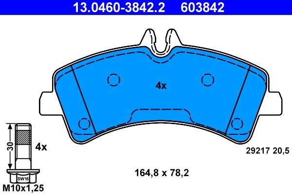 Brake Pad Set, disc brake ATE 13.0460-3842.2