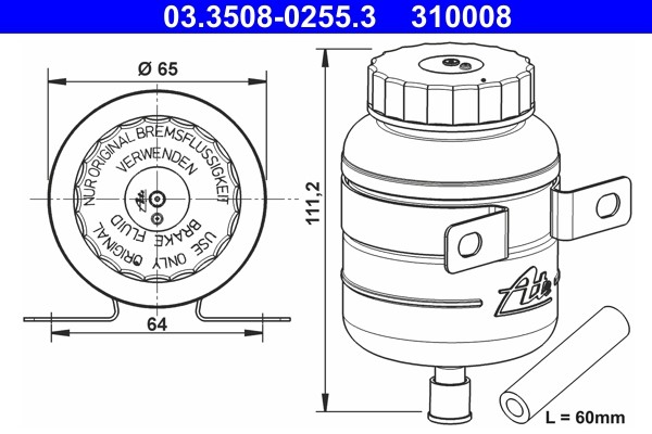 Expansion Tank, brake fluid ATE 03.3508-0255.3