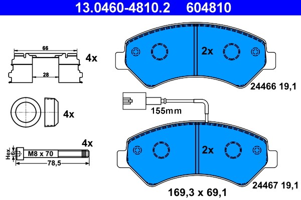 Brake Pad Set, disc brake ATE 13.0460-4810.2
