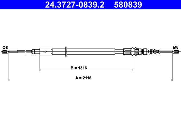 Cable Pull, parking brake ATE 24.3727-0839.2