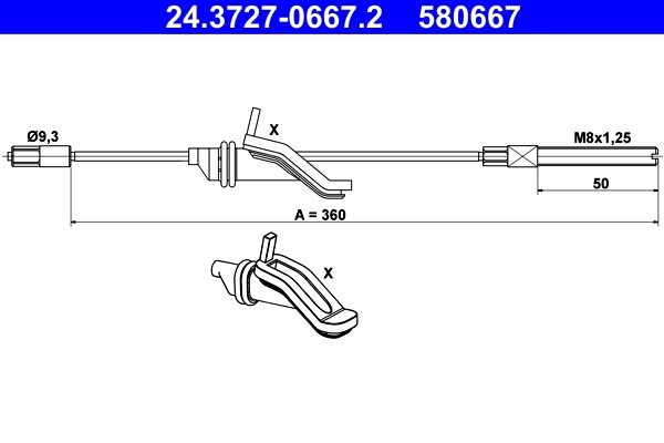 Cable Pull, parking brake ATE 24.3727-0667.2
