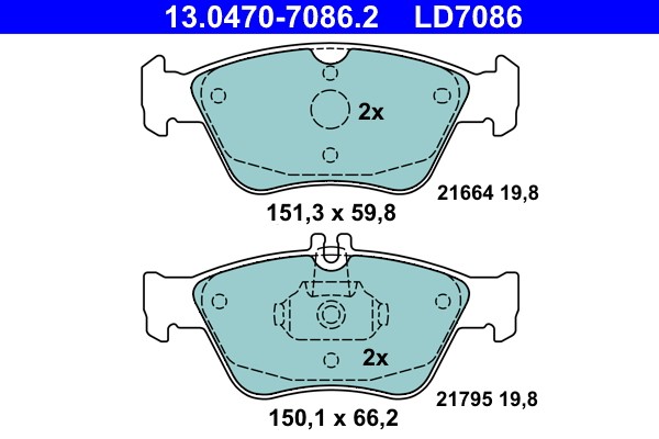Brake Pad Set, disc brake ATE 13.0470-7086.2