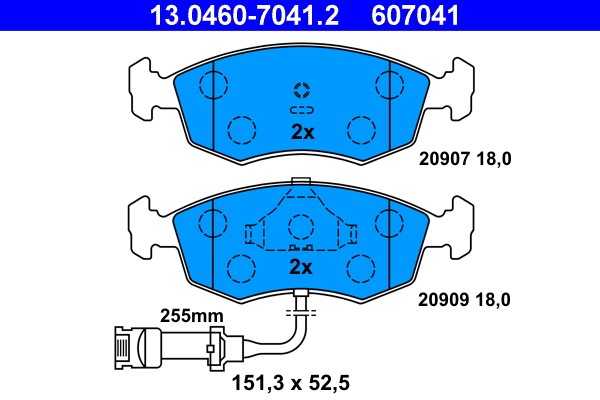 Brake Pad Set, disc brake ATE 13.0460-7041.2