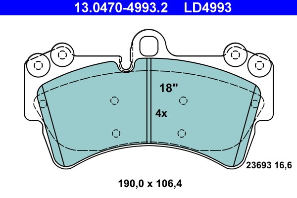 Brake Pad Set, disc brake ATE 13.0470-4993.2
