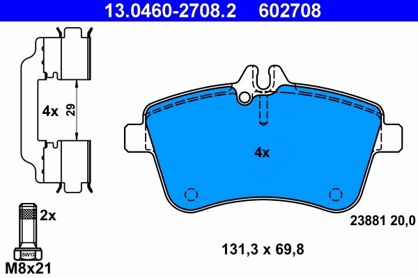 Brake Pad Set, disc brake ATE 13.0460-2708.2