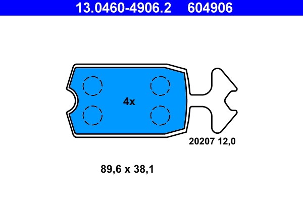 Brake Pad Set, disc brake ATE 13.0460-4906.2
