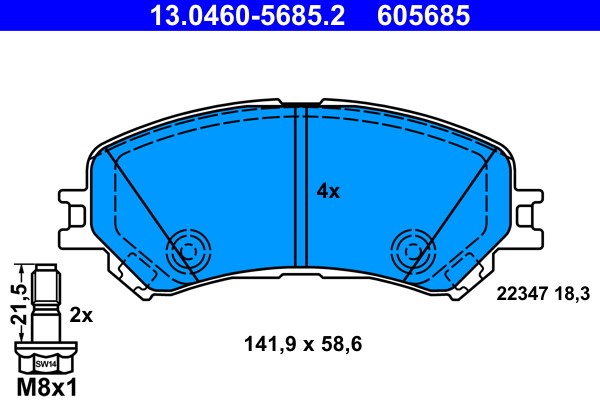 Brake Pad Set, disc brake ATE 13.0460-5685.2