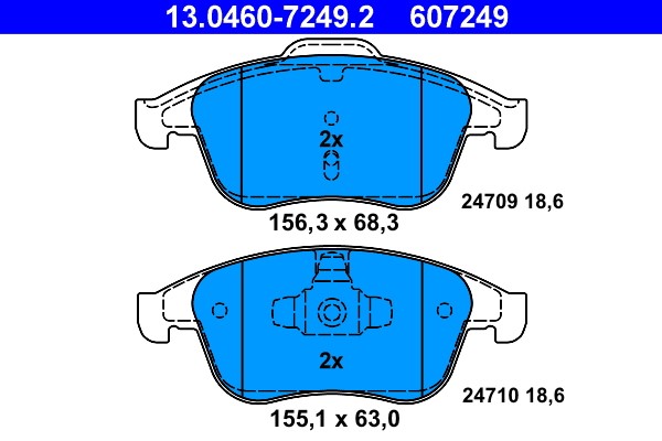 Brake Pad Set, disc brake ATE 13.0460-7249.2