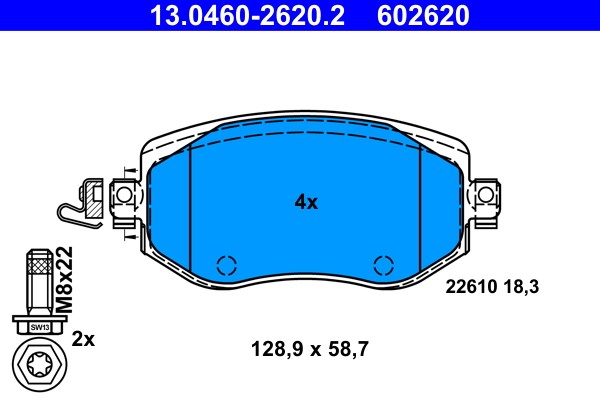 Brake Pad Set, disc brake ATE 13.0460-2620.2