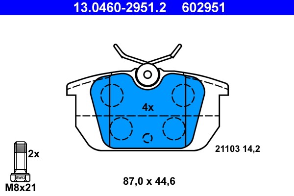 Brake Pad Set, disc brake ATE 13.0460-2951.2