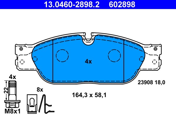 Brake Pad Set, disc brake ATE 13.0460-2898.2