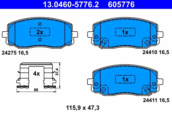 Brake Pad Set, disc brake ATE 13.0460-5776.2