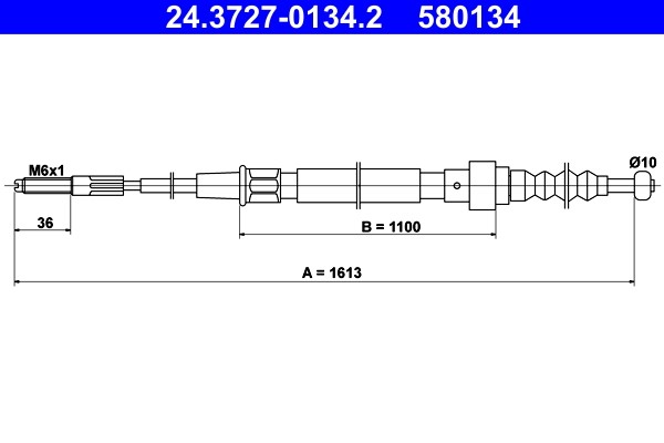 Cable Pull, parking brake ATE 24.3727-0134.2