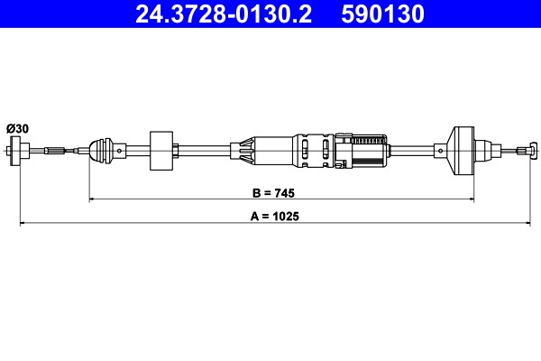 Cable Pull, clutch control ATE 24.3728-0130.2