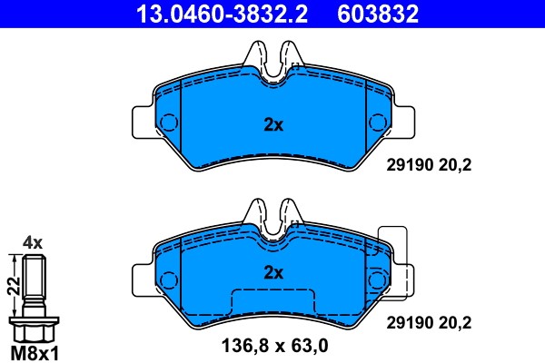 Brake Pad Set, disc brake ATE 13.0460-3832.2