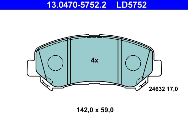 Brake Pad Set, disc brake ATE 13.0470-5752.2