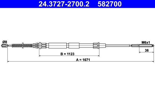 Cable Pull, parking brake ATE 24.3727-2700.2