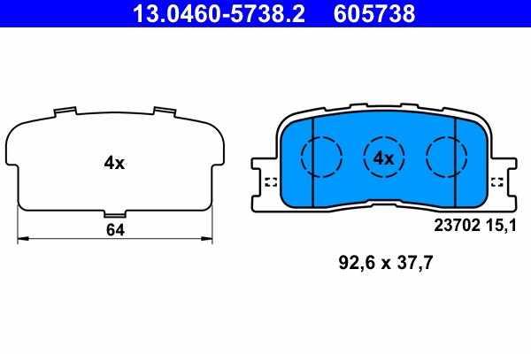 Brake Pad Set, disc brake ATE 13.0460-5738.2