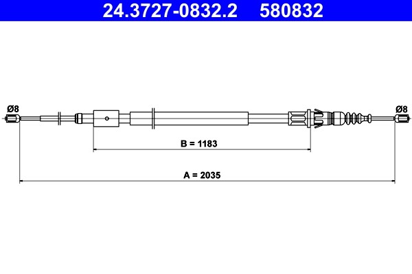 Cable Pull, parking brake ATE 24.3727-0832.2