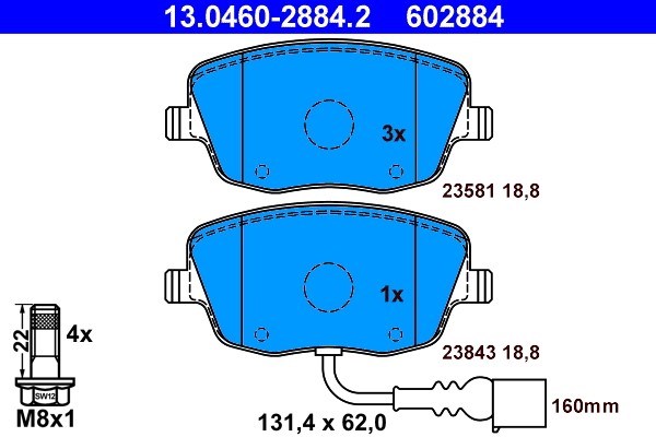 Brake Pad Set, disc brake ATE 13.0460-2884.2