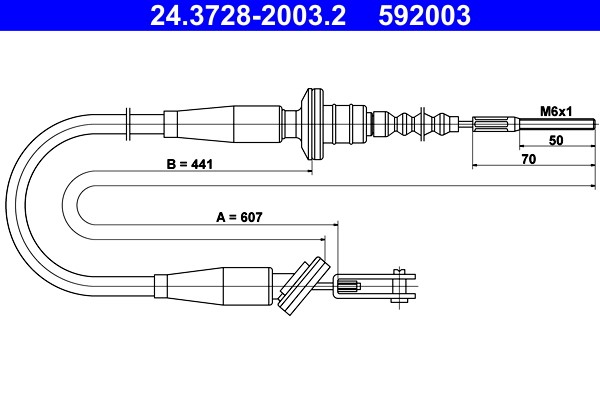Cable Pull, clutch control ATE 24.3728-2003.2