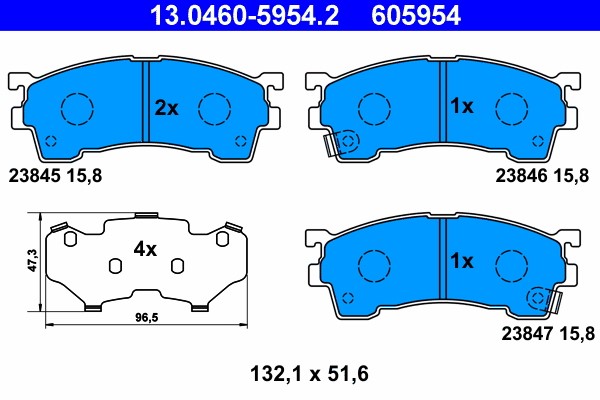 Brake Pad Set, disc brake ATE 13.0460-5954.2