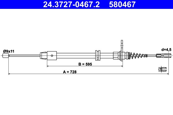 Cable Pull, parking brake ATE 24.3727-0467.2