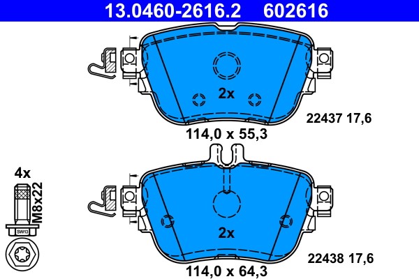 Brake Pad Set, disc brake ATE 13.0460-2616.2