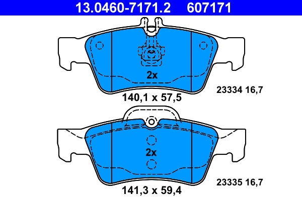 Brake Pad Set, disc brake ATE 13.0460-7171.2