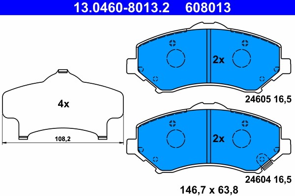 Brake Pad Set, disc brake ATE 13.0460-8013.2