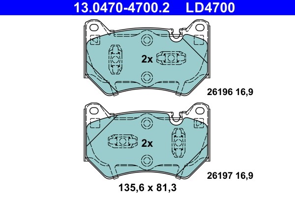 Brake Pad Set, disc brake ATE 13.0470-4700.2