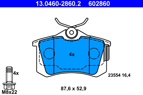 Brake Pad Set, disc brake ATE 13.0460-2860.2