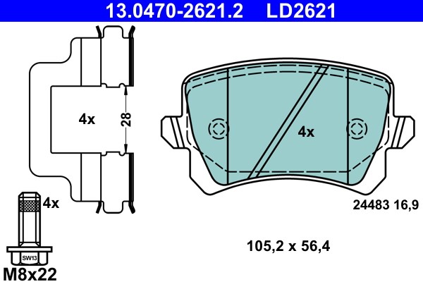 Brake Pad Set, disc brake ATE 13.0470-2621.2