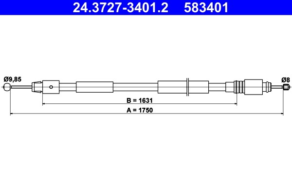Cable Pull, parking brake ATE 24.3727-3401.2