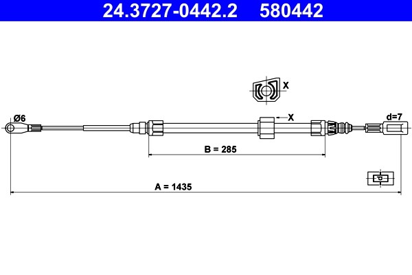 Cable Pull, parking brake ATE 24.3727-0442.2