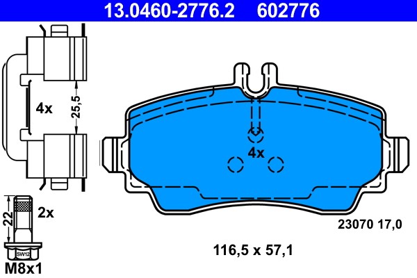 Brake Pad Set, disc brake ATE 13.0460-2776.2